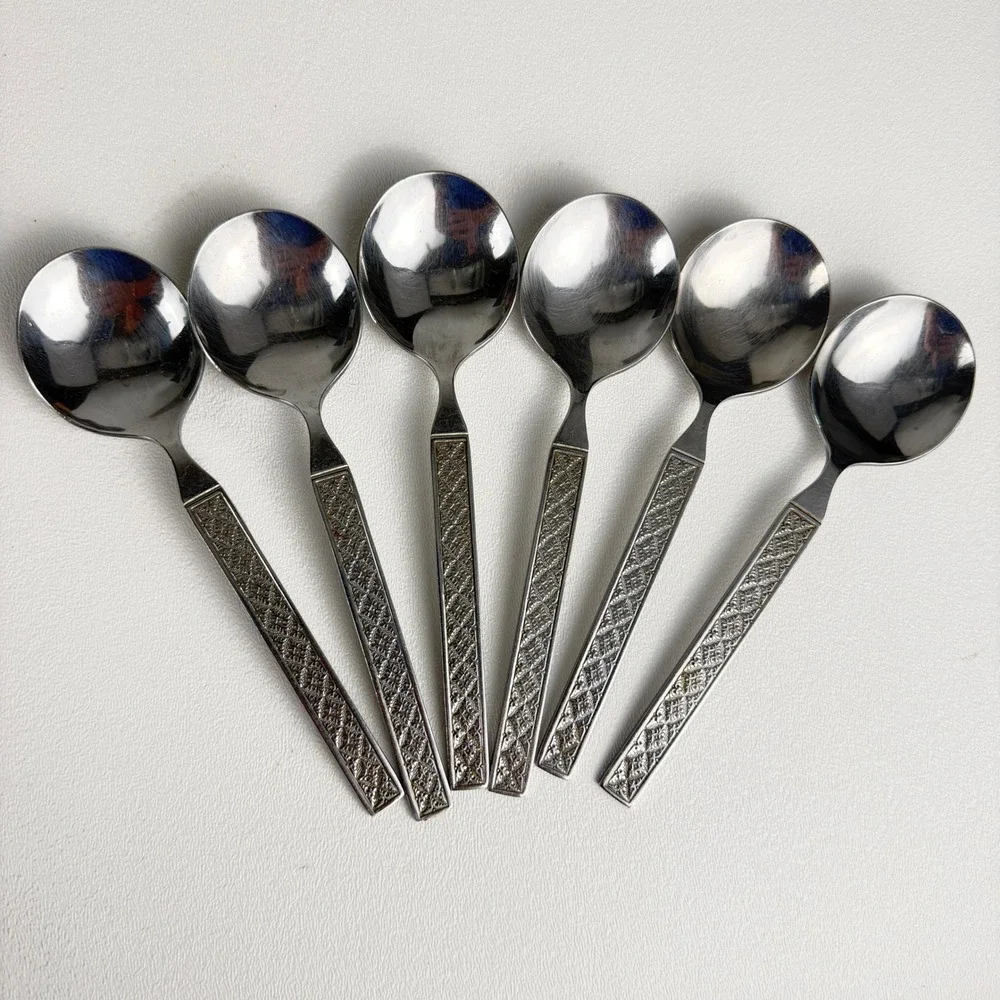 Rogers International Soup Spoons Vogue Pattern Set of 6 Stainless Steel Taiwan